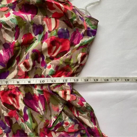 Bar III Pink Floral Strappy Silk Mini Dress Size Medium - Picture 11 of 12